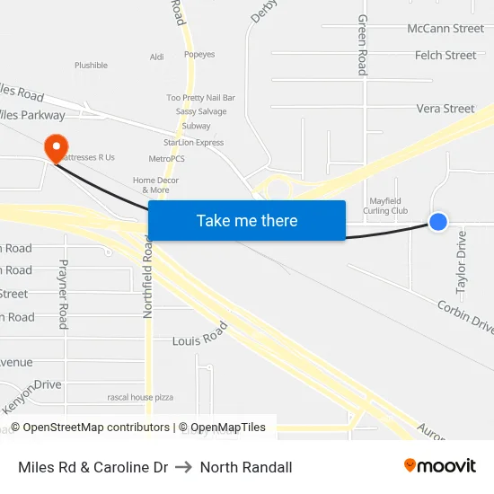 Miles Rd & Caroline Dr to North Randall map
