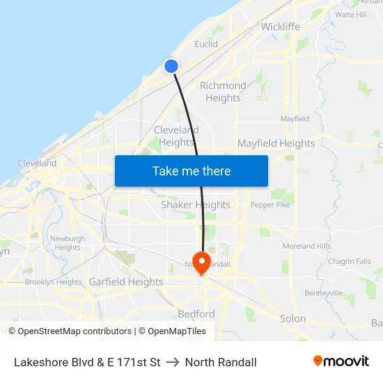 Lakeshore Blvd & E 171st St to North Randall map