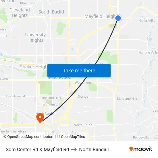 Som Center Rd & Mayfield Rd to North Randall map
