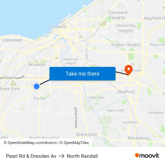Pearl Rd & Dresden Av to North Randall map
