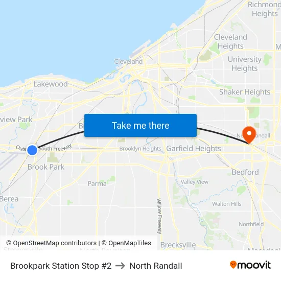 Brookpark Station Stop #2 to North Randall map