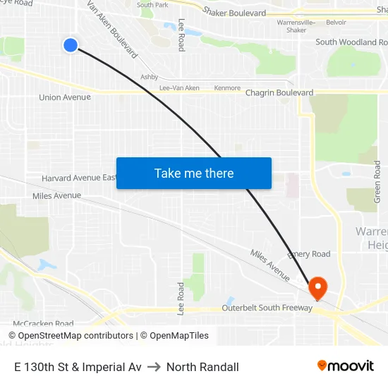E 130th St & Imperial Av to North Randall map
