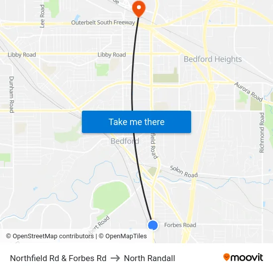 Northfield Rd & Forbes Rd to North Randall map