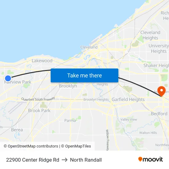 22900 Center Ridge Rd to North Randall map