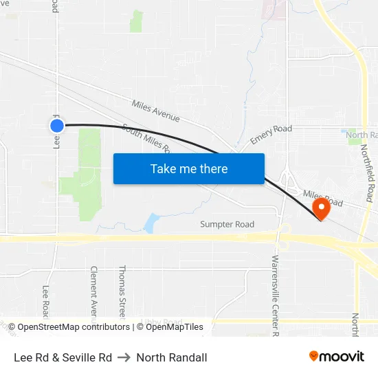 Lee Rd & Seville Rd to North Randall map