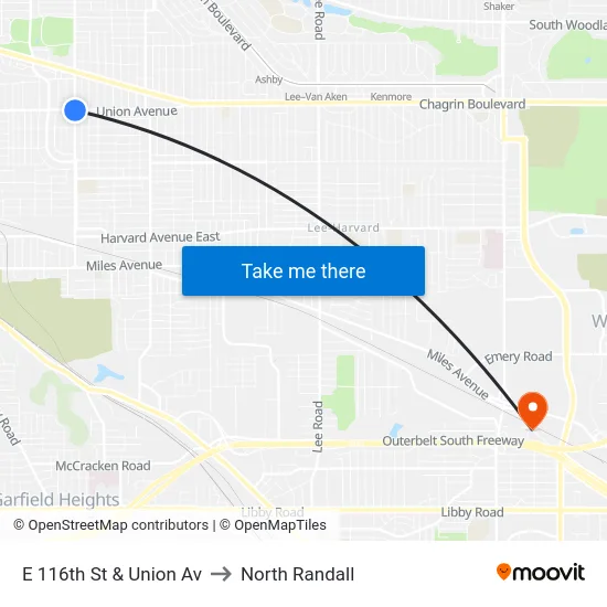 E 116th St & Union Av to North Randall map