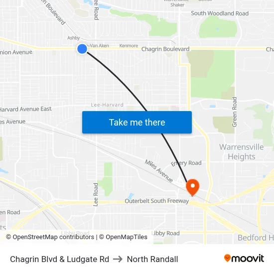 Chagrin Blvd & Ludgate Rd to North Randall map