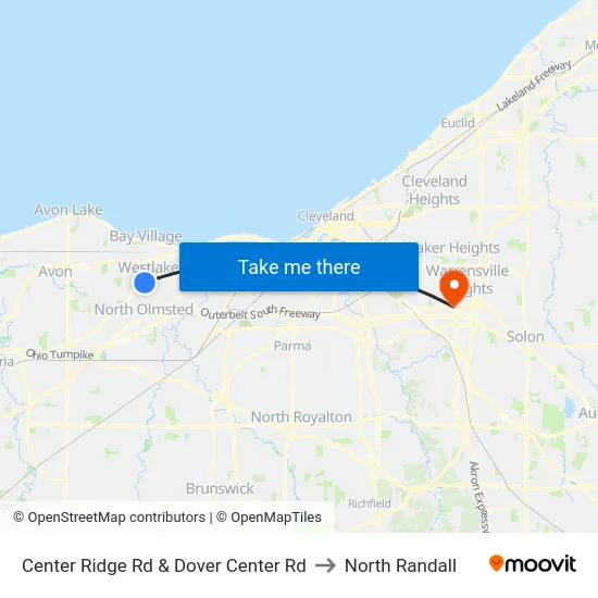 Center Ridge Rd & Dover Center Rd to North Randall map