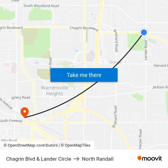 Chagrin Blvd & Lander Circle to North Randall map