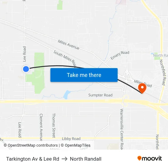 Tarkington Av & Lee Rd to North Randall map