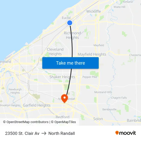 23500 St. Clair Av to North Randall map