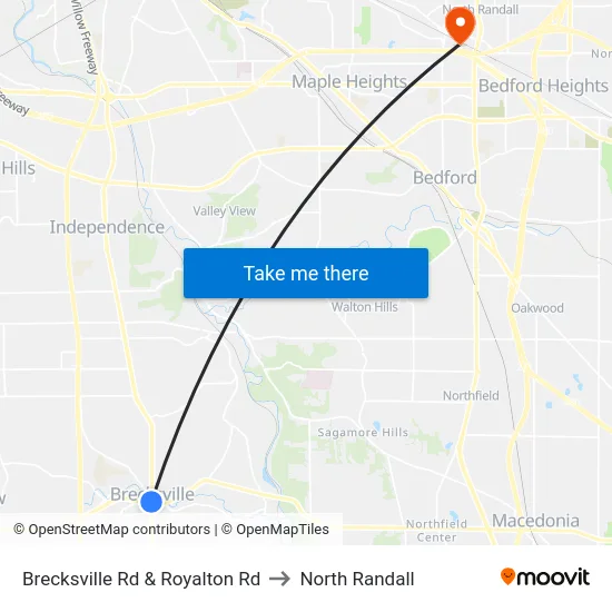 Brecksville Rd & Royalton Rd to North Randall map