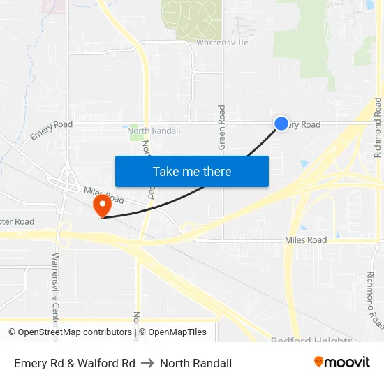 Emery Rd & Walford Rd to North Randall map
