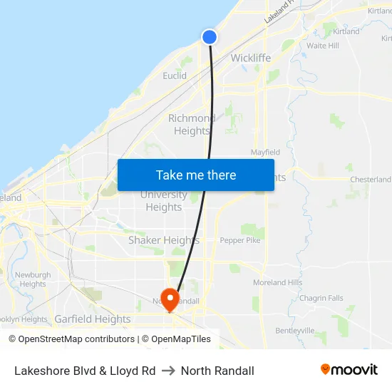 Lakeshore Blvd & Lloyd Rd to North Randall map