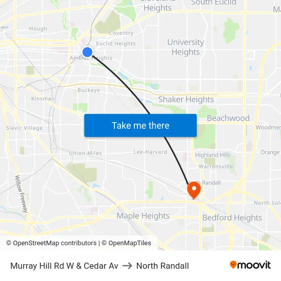 Murray Hill Rd W & Cedar Av to North Randall map