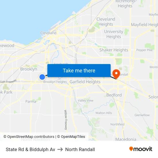 State Rd & Biddulph Av to North Randall map
