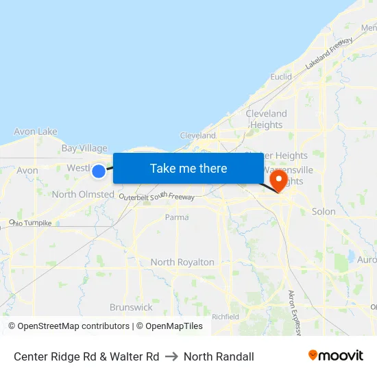 Center Ridge Rd & Walter Rd to North Randall map