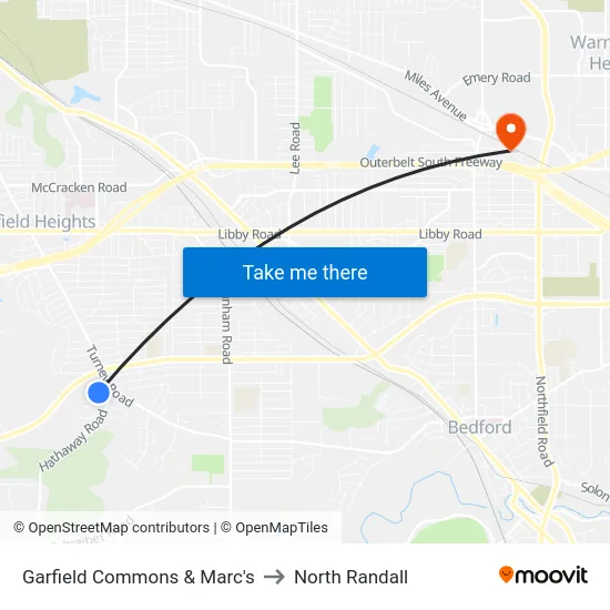 Garfield Commons & Marc's to North Randall map