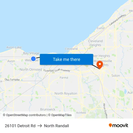 26101 Detroit Rd to North Randall map