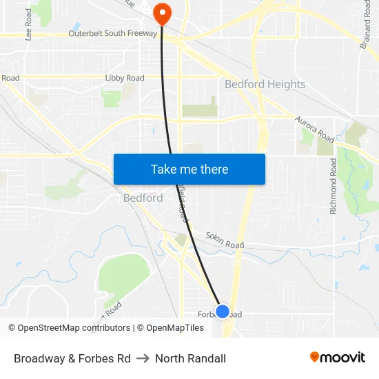 Broadway & Forbes Rd to North Randall map