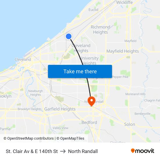St. Clair Av & E 140th St to North Randall map