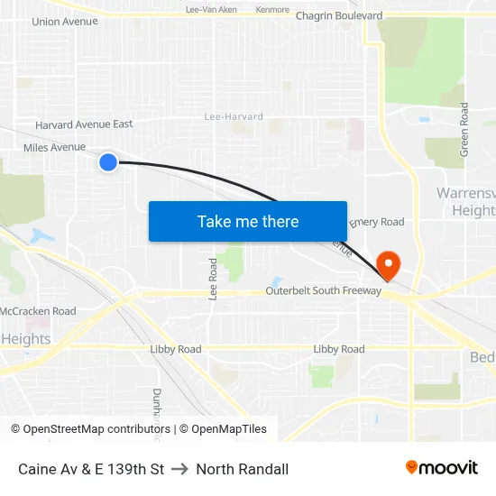 Caine Av & E 139th St to North Randall map