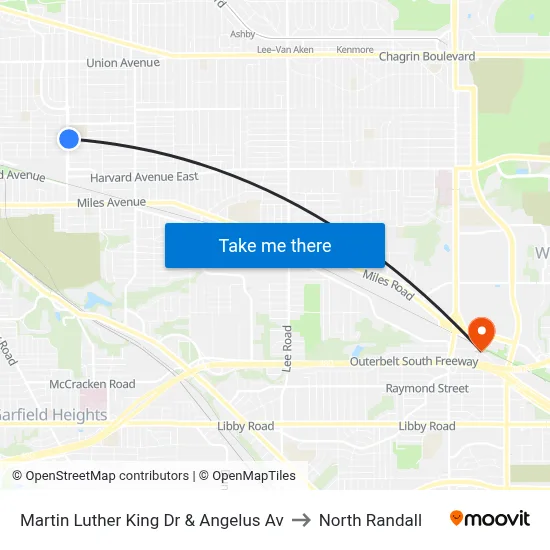 Martin Luther King Dr & Angelus Av to North Randall map