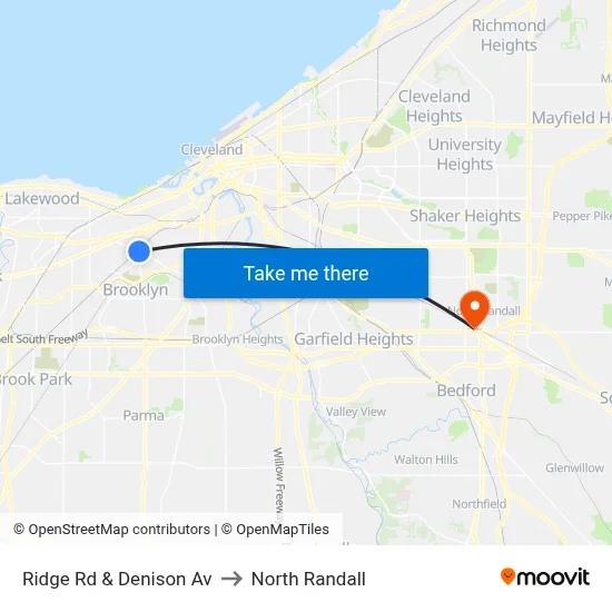 Ridge Rd & Denison Av to North Randall map