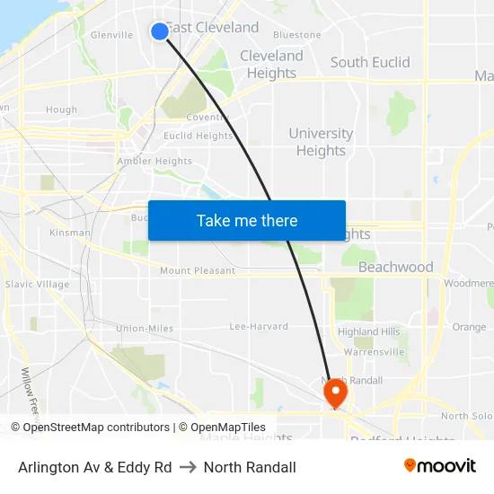 Arlington Av & Eddy Rd to North Randall map