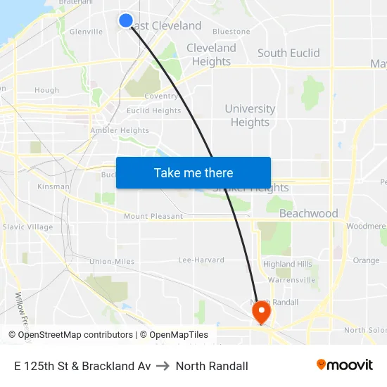 E 125th St & Brackland Av to North Randall map