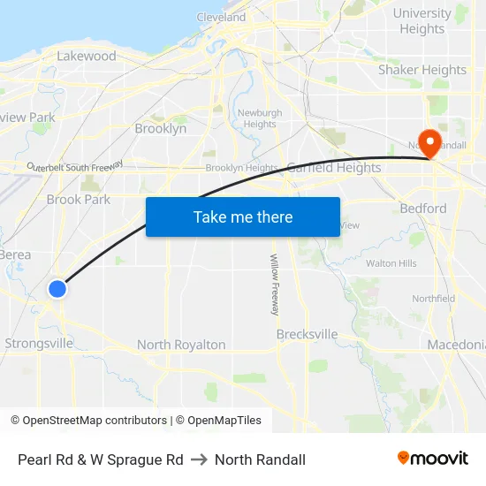 Pearl Rd & W Sprague Rd to North Randall map