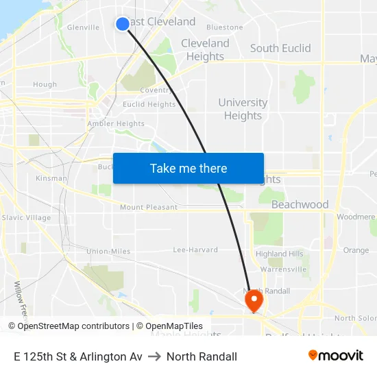E 125th St & Arlington Av to North Randall map