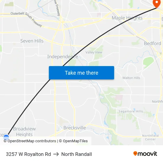 3257 W Royalton Rd to North Randall map