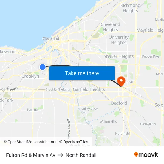 Fulton Rd & Marvin Av to North Randall map