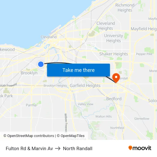 Fulton Rd & Marvin Av to North Randall map