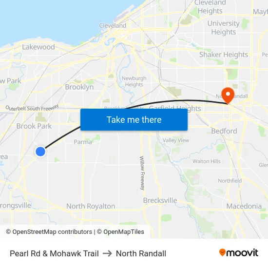 Pearl Rd & Mohawk Trail to North Randall map