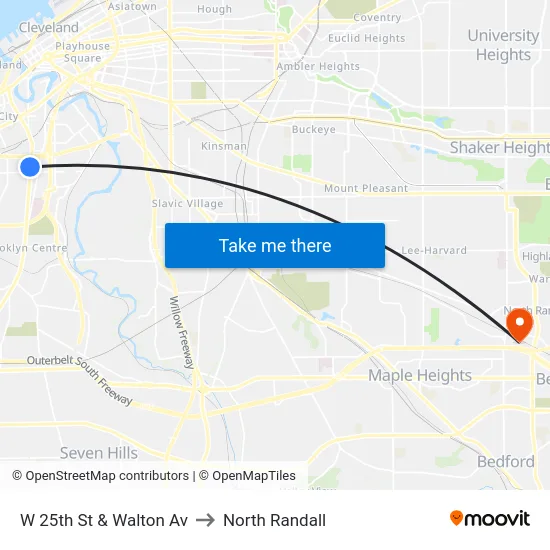 W 25th St & Walton Av to North Randall map