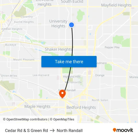 Cedar Rd & S Green Rd to North Randall map