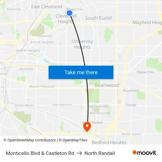 Monticello Blvd & Castleton Rd to North Randall map
