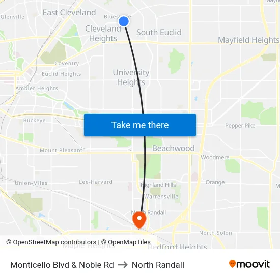 Monticello Blvd & Noble Rd to North Randall map