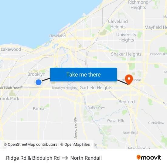 Ridge Rd & Biddulph Rd to North Randall map