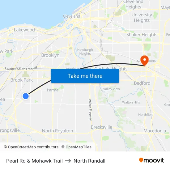 Pearl Rd & Mohawk Trail to North Randall map