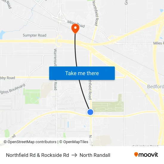 Northfield Rd & Rockside Rd to North Randall map