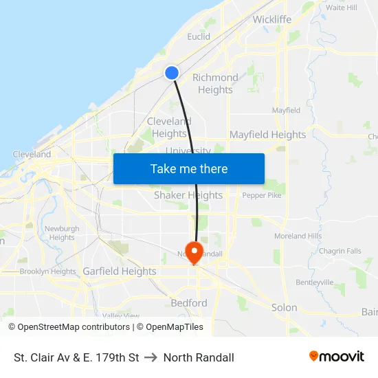 St. Clair Av & E. 179th St to North Randall map