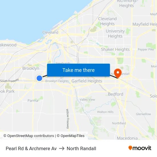 Pearl Rd & Archmere Av to North Randall map
