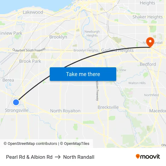 Pearl Rd & Albion Rd to North Randall map