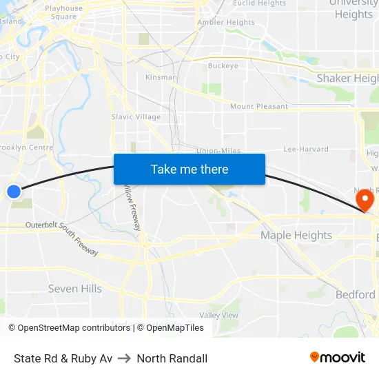 State Rd & Ruby Av to North Randall map