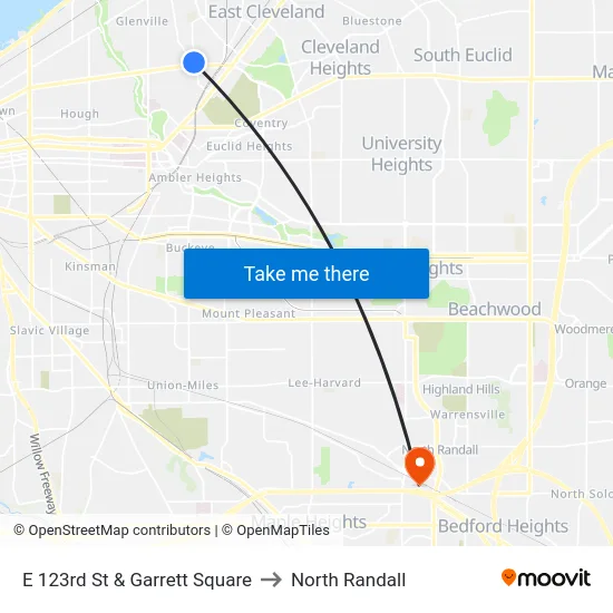 E 123rd St & Garrett Square to North Randall map