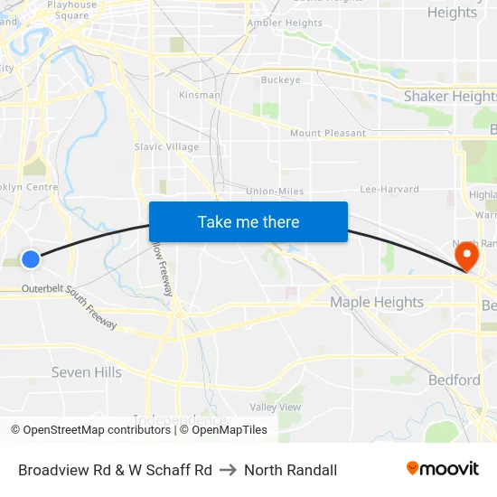 Broadview Rd & W Schaff Rd to North Randall map