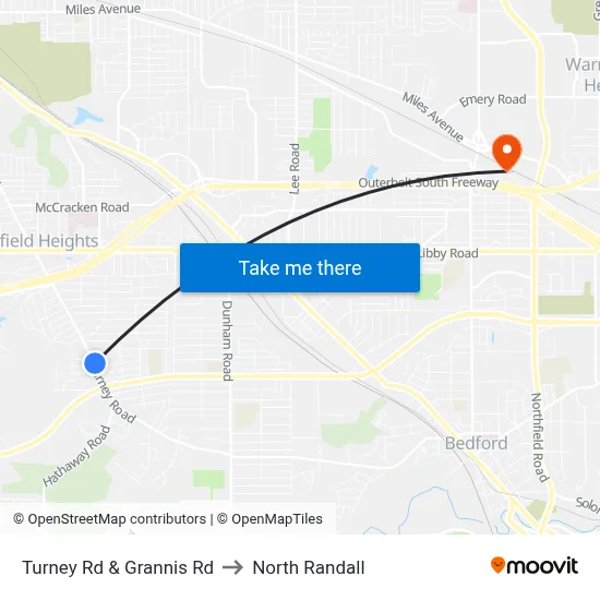 Turney Rd & Grannis Rd to North Randall map